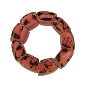 Funky Chunky red/black/yellow plastic stretchy bracelet